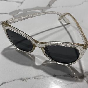Clear Gold Sparkle Glitter Translucent Cat Eye Sunglasses Girls Youth